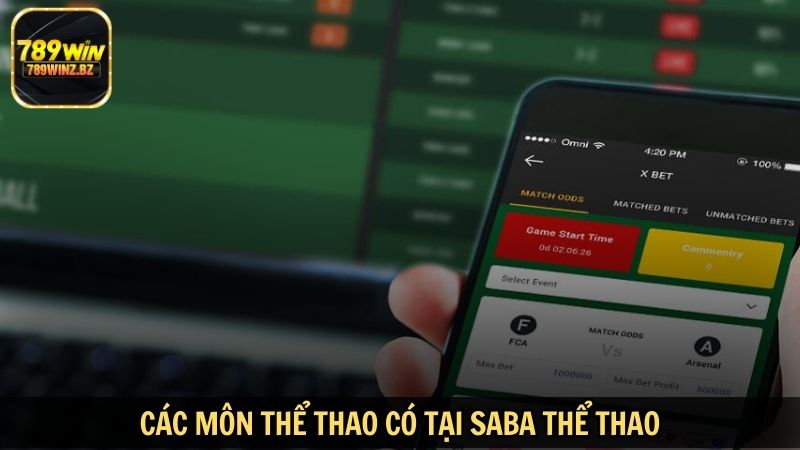 Các môn thể thao có tại SABA thể thao